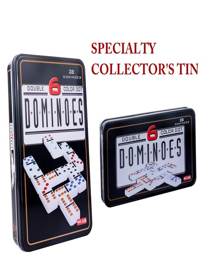 GOTHINK Double 6 Dominos Set for Adults with Tin Box Storage - 28 Tile Colorful Dot Dominoes Games Set for Family Night Gift Travel Game - Classic Party Board Game Ideal for 2-4 Players - Image 3
